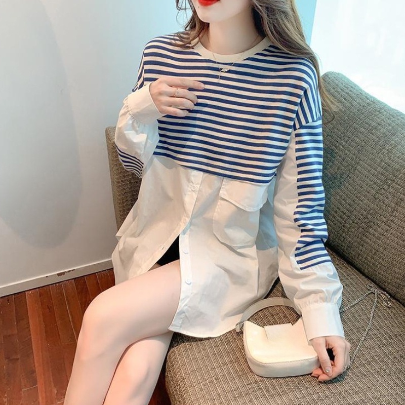 Áo Sweater Dáng Rộng Cài Nút Họa Tiết Kẻ Sọc y 2k Thời Trang Thu Đông Phong Cách vintage Cho Nữ