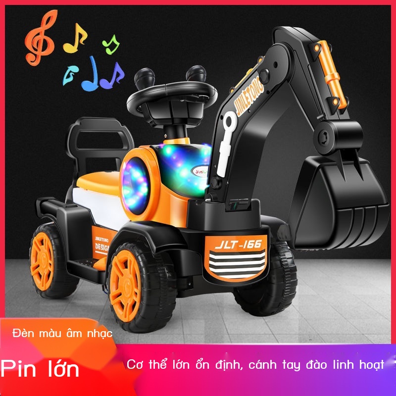 ○◐❀svglsszwcmMáy xúc điện trẻ em xe xây dựng cậu bé đồ chơi ô tô máy xúc có thể ngồi và đi xe máy móc máy xúc quá khổ má