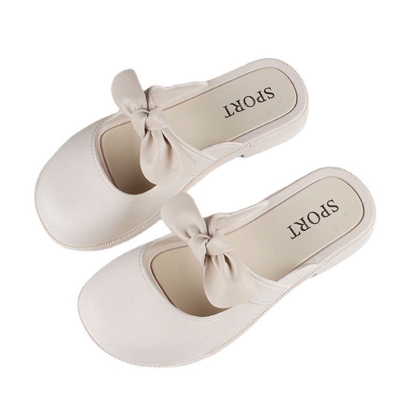 Dép Sandal Xỏ Ngón Đính Nơ Màu Trơn Thời Trang Cho Nữ