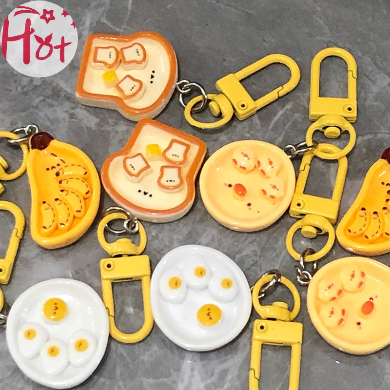 Jr Móc Khóa Hình Bánh Mì Trứng / Chuối Hoạt Hình Sáng Tạo