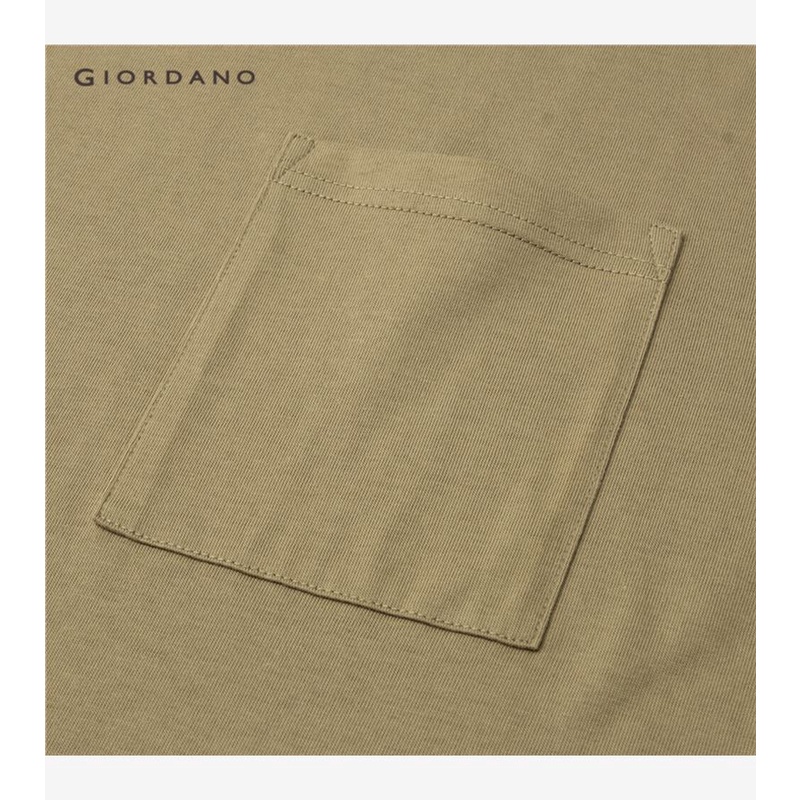 Áo thun Giordano 01022823 tay dài dáng rộng có 1 túi thời trang dành cho nam