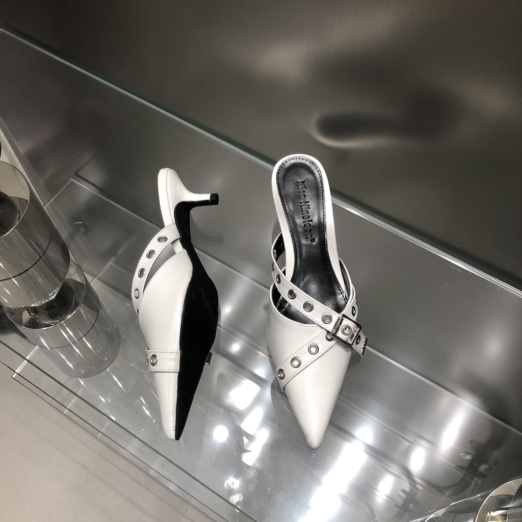 Dép Cao Gót Phối Khóa Kim Loại Thời Trang 2023 Cho Nữ