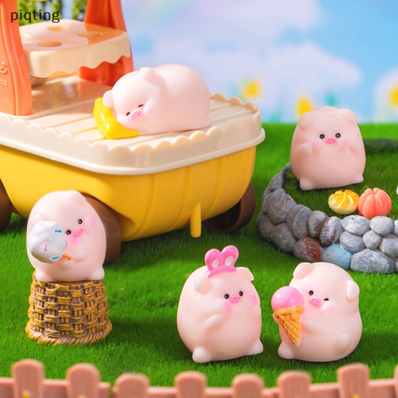 Piqt Đồ trang trí Chú Heo Hồng mini Bằng Nhựa resin Dễ Thương Trang Trí Bảng Điều Khiển Xe Hơi / Văn Phòng / Máy Tính Để Bàn