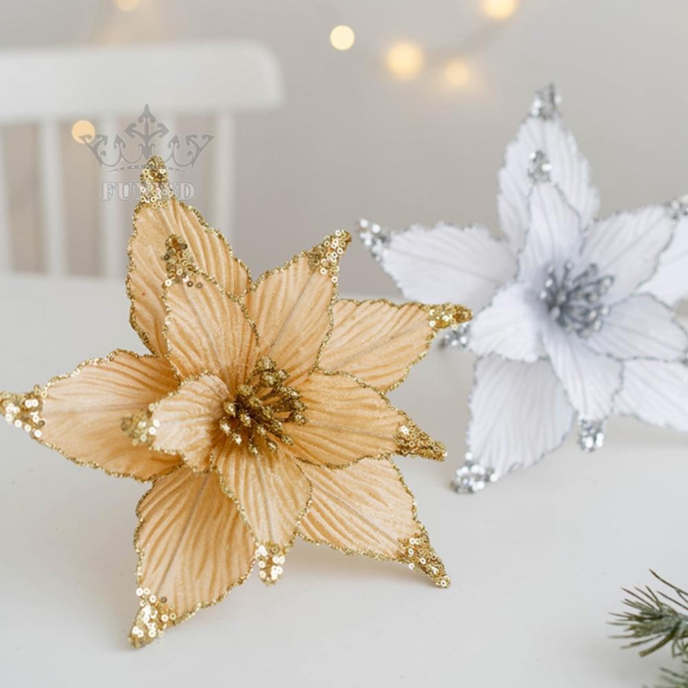 Christmas Flower Christmas Tree Decoration Cloth+Plastic Decoration Practical