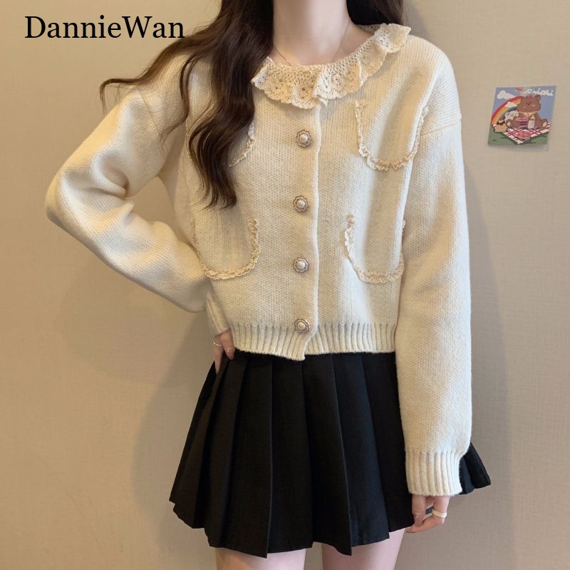 DannieWan Áo Len áo khoác cardigan Popular Cute Đơn giản Vintage WMY23A0AAN 41Z231013