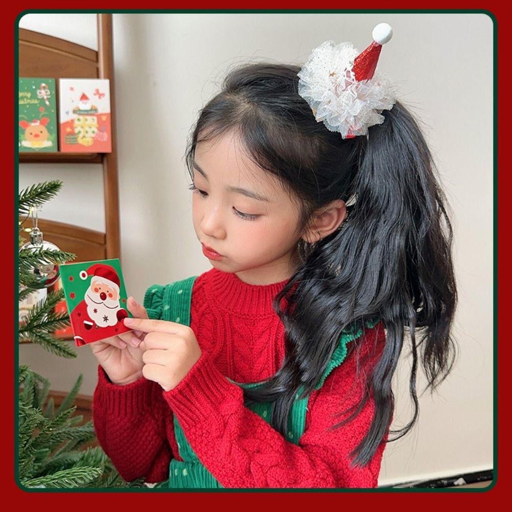 Shanhai Kẹp Tóc Trang Trí Giáng Sinh Đính Nơ Tuần Lộc Giáng Sinh Sáng Tạo sequin Hình Ông Già Noel Màu Đỏ Cho Trẻ Em