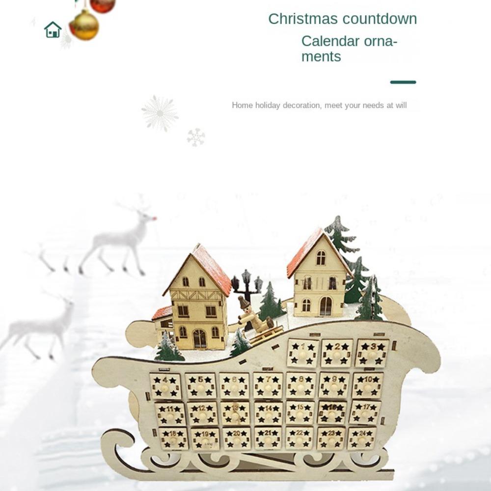 UUMIR Lịch Đếm Ngược 24 Ngăn Bằng Gỗ Có Đèn led Trang Trí Giáng Sinh