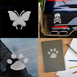 Jinf miếng dán trang trí xe hơi họa tiết chân bướm đính kim cương pha lê lấp lánh