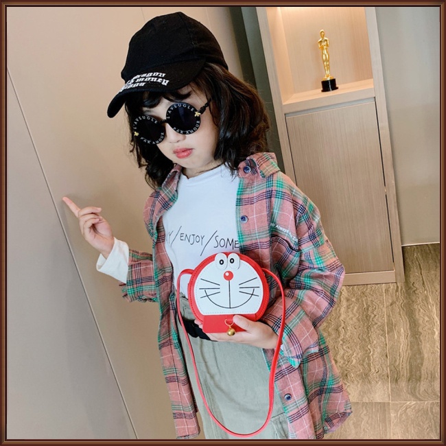 Túi Da pu Đeo Chéo In Hình doraemon Dễ Thương Cho Bé