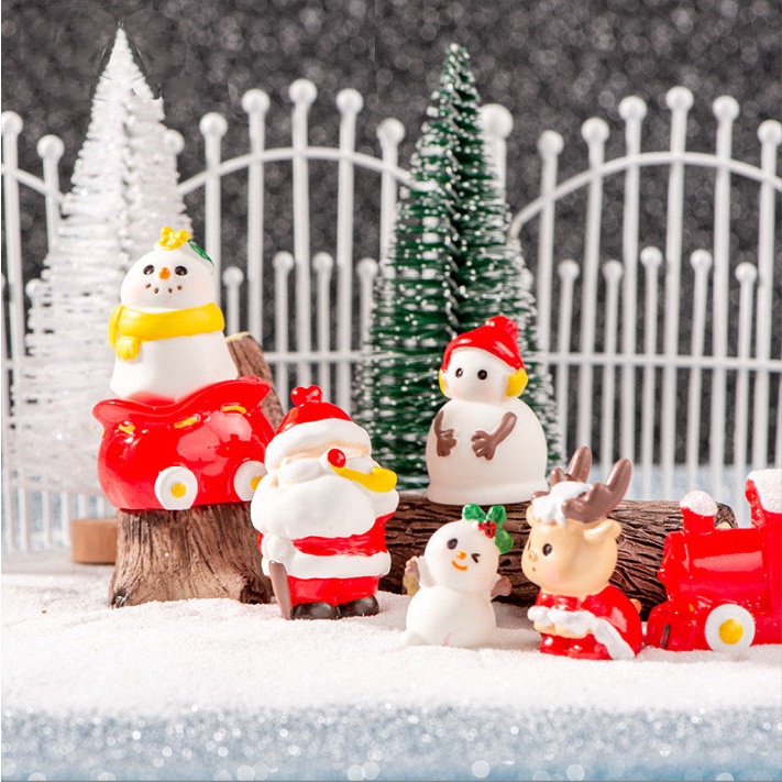 Tượng ông già Noel, người tuyết dễ thương decor terrarium giáng sinh, trang trí bàn V2