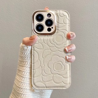 Ốp Điện Thoại Da Mềm Chống Sốc Phối Giá Đỡ Nhẫn Kim Loại Hình Hoa Trà Cho iphone 15 pro max 11 12 13 14 pro max