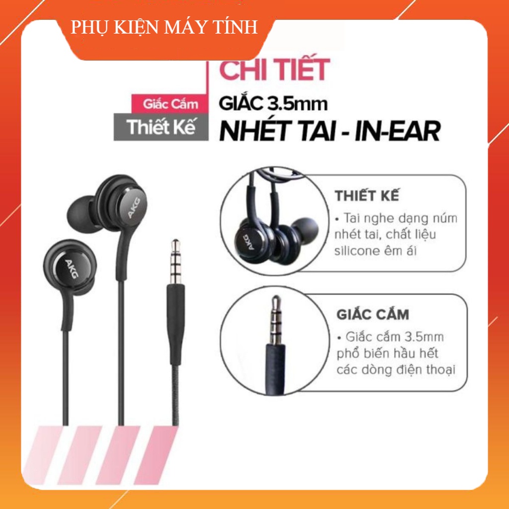 Tai nghe AKG Có Dây Chính Hãng màu đen có micro nhét tai Âm Bass Sinh Động Bảo hành Lỗi 1 đổi 1