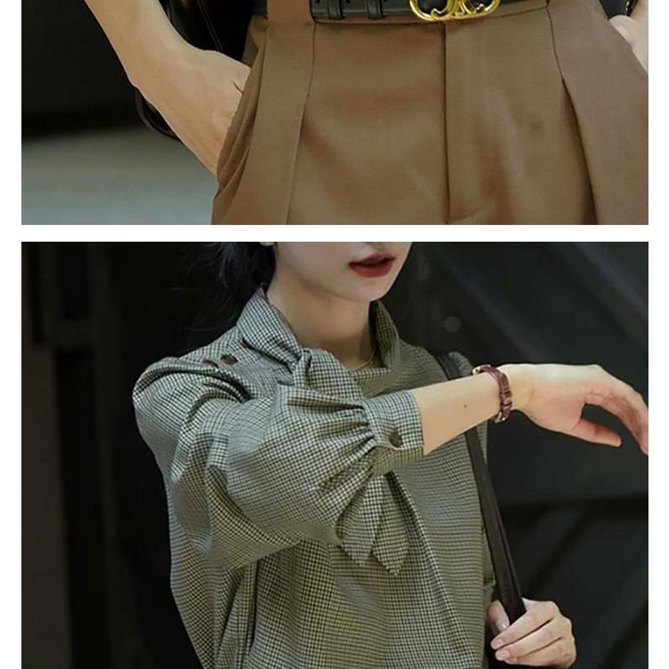 Áo Sơ Mi Họa Tiết Kẻ Sọc Phong Cách Phương Tây Thời Trang Xuân Thu Cho Nữ