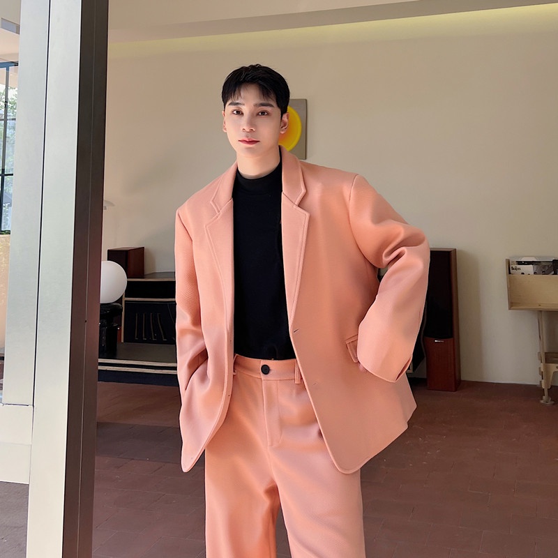 October Áo Khoác blazer Len Màu Hồng nude Phong Cách Hàn Quốc Cao Cấp Thời Trang Thu Đông Dành Cho Nam