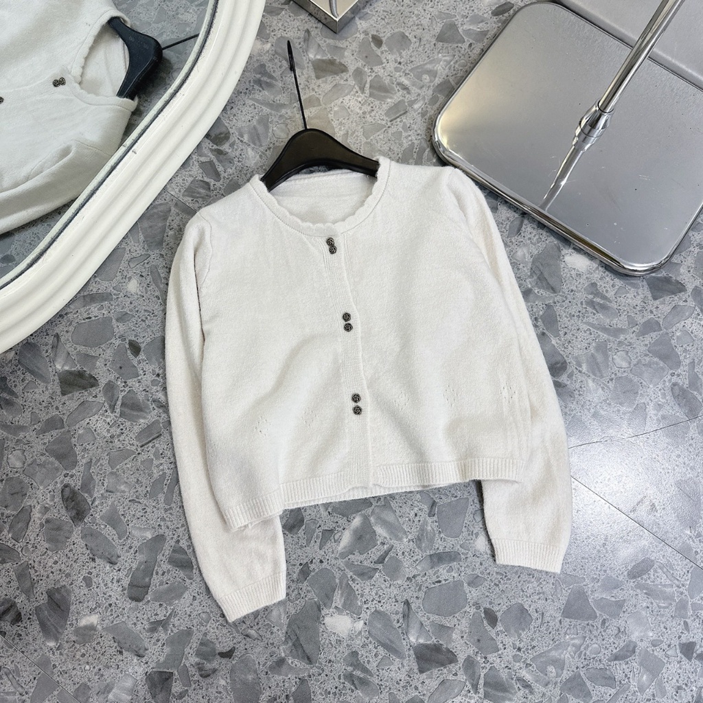 Áo cardigan, Áo Len, Áo Khoác Chất Len Lông Dày Dặn, Ấm Áp Màu Hồng Trắng, Cúc Hoa