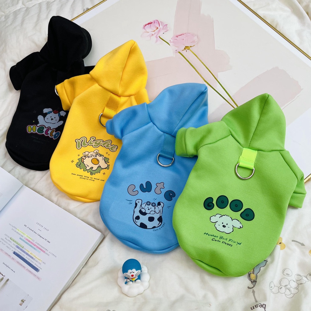 Áo Hoodie Bằng Lụa Sữa Phối Lông Thời Trang Thu Đông Dành Cho Chó Mèo
