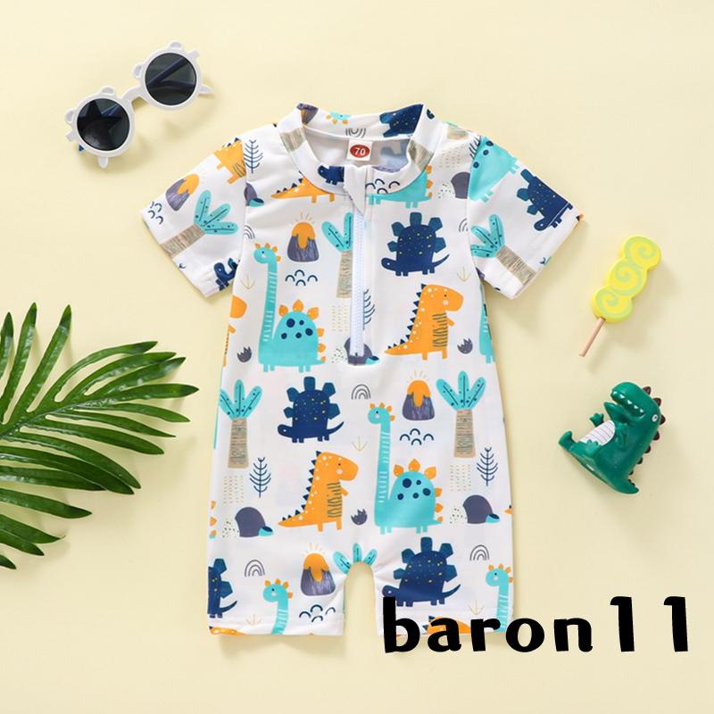 Bộ Đồ Bơi Liền Thân Ngắn Tay In Họa Tiết Khủng Long Hoạt Hình Phối Khóa Kéo Cho Bé Trai k8lm
