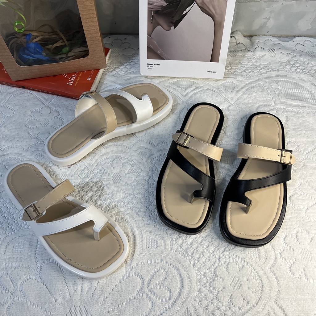 Dép bánh mì xỏ ngón phối màu xinh cao 2 cm size 40-44