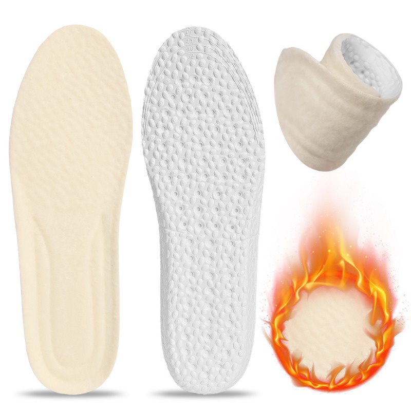 Miếng Lót Giày Vải Len Lông Cừu Dày Dặn Giữ Ấm Mùa Đông Cho Nam Nữ