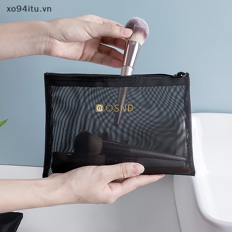 Túi Lưới Đựng Mỹ Phẩm / Vệ Sinh Cá Nhân / Môi 3 Kích Cỡ Trong Suốt Có Khóa Kéo Tiện Dụng Mang Theo Du Lịch vn