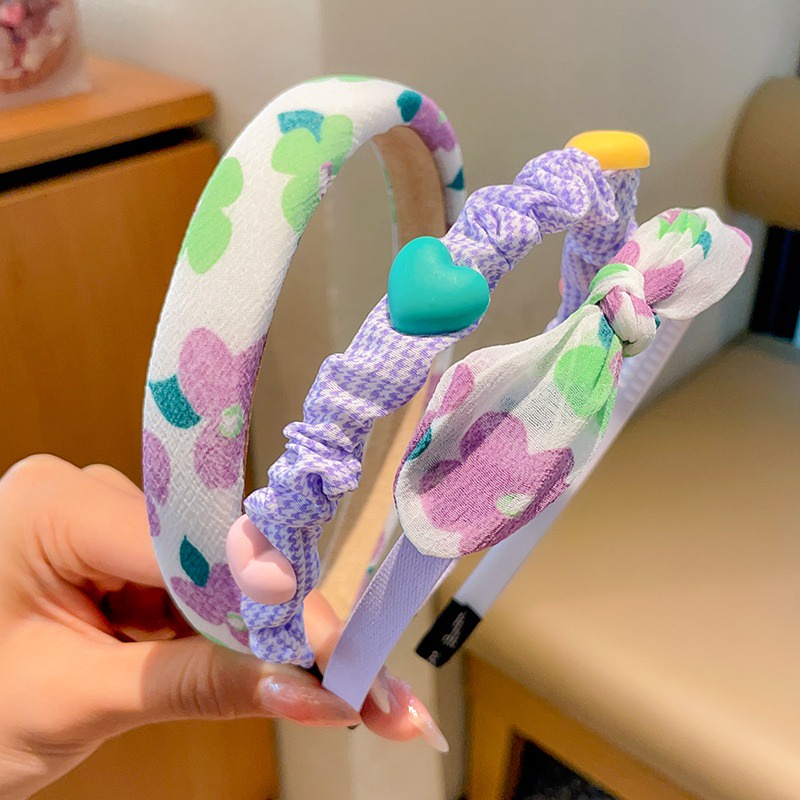 Set 3 Băng Đô Cài Tóc Đính Hoa Trà Sữa Màu Trà Sữa Dễ Thương Cho Bé Gái
