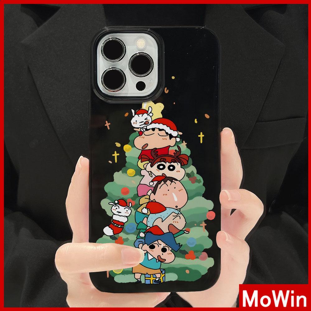 Ốp lưng iPhone 15 Pro Max Vỏ iPhone Màu Đen Bóng TPU Mềm Vỏ Bảo Vệ Chống Sốc Camera Cây Giáng Sinh Hoạt Hình Trẻ Em Dễ Thương Tương Thích Với iPhone 14 13 Pro Max 12 Pro Max 1 XS MAX