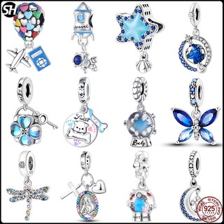 Charm Pandora Hạt Mạ Bạc 925 Khắc Chữ love fit pandora Và Bướm