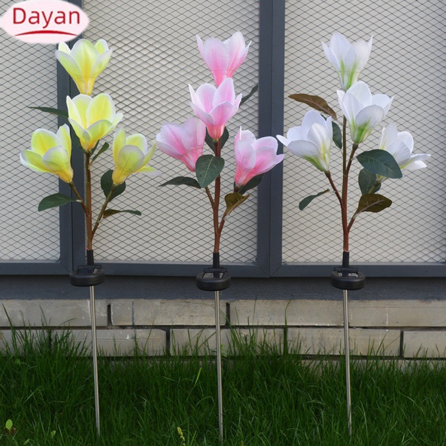 2023!! Đèn led Năng Lượng Mặt Trời Chống Thấm Nước Hình Hoa Mộc Lan Trang Trí Sân Vườn