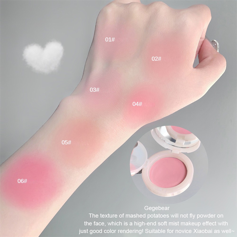 Gege Bear Sweet Color Illusion Cushion Blush Matte Trẻ hóa tự nhiên Tăng cường màu sắc Trang điểm lâu trôi Kem má hồng không bay phấn