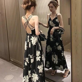 Mới Đầm Hai Dây Dáng Xòe In Họa Tiết Phong Cách Hàn Quốc Thời Trang Đi Biển Quyến Rũ Cho Nữ