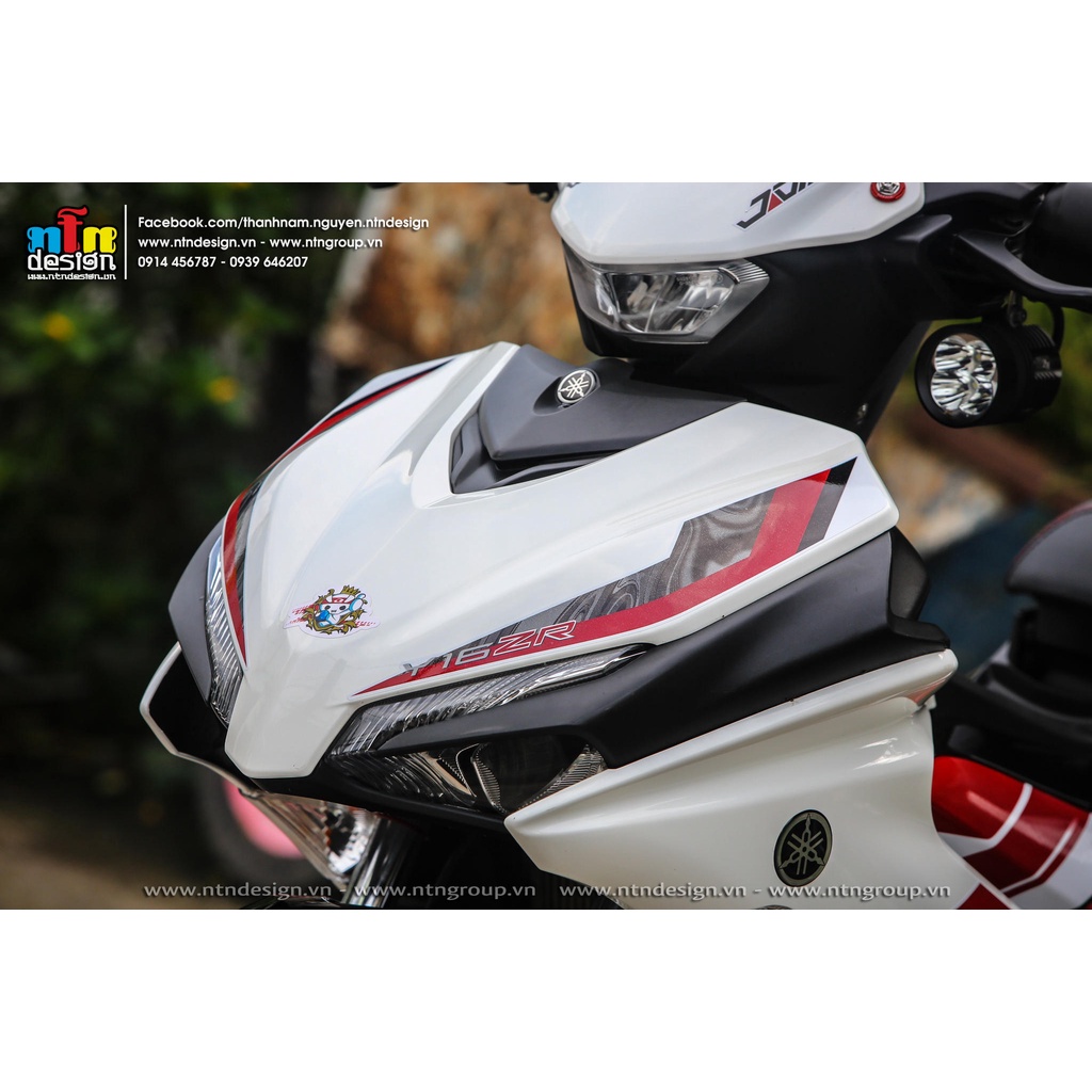 Tem rời Y16ZR cho Exciter 155 trắng đỏ - mẫu hoa văn độc đáo - không bay màu