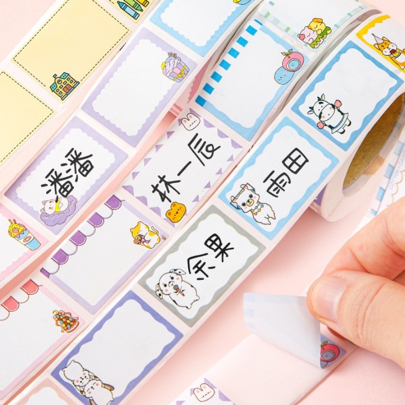 Cuộn sticker 350 nhãn dãn ghi tiêu đề, nhãn vở, tem dán chai lọ nhiều mẫu họa tiết hoạt hình dễ thương - Mã C