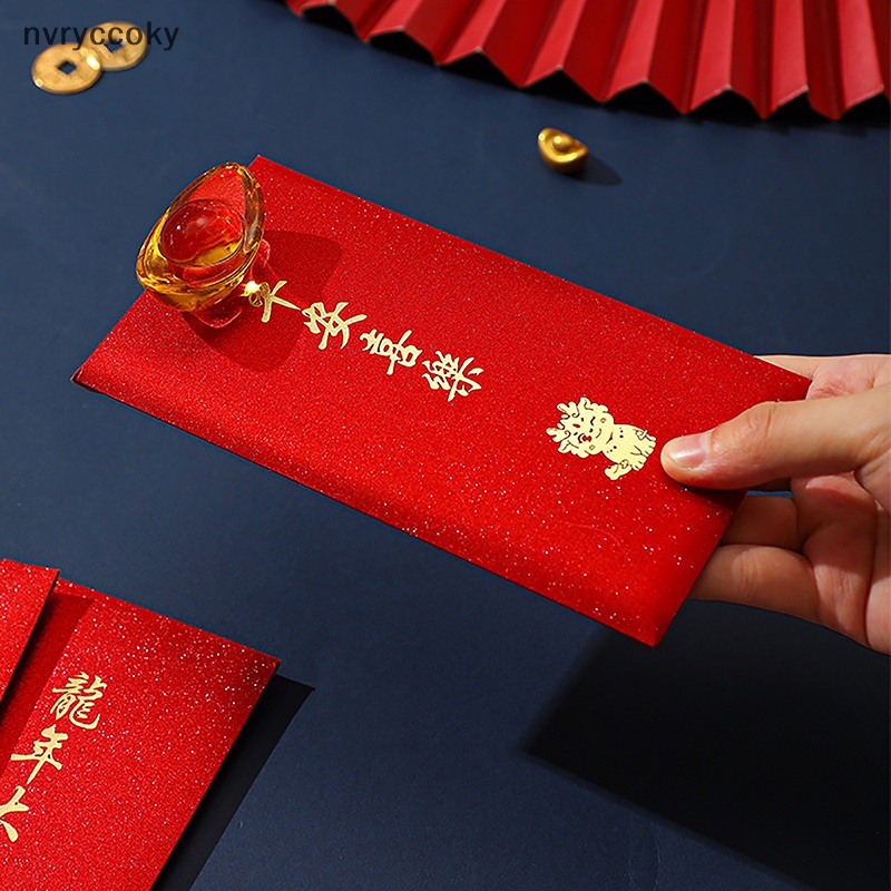 Set 6 Bao Lì Xì Đỏ Đóng Dấu Đóng Dấu Năm Mới Hình Rồng