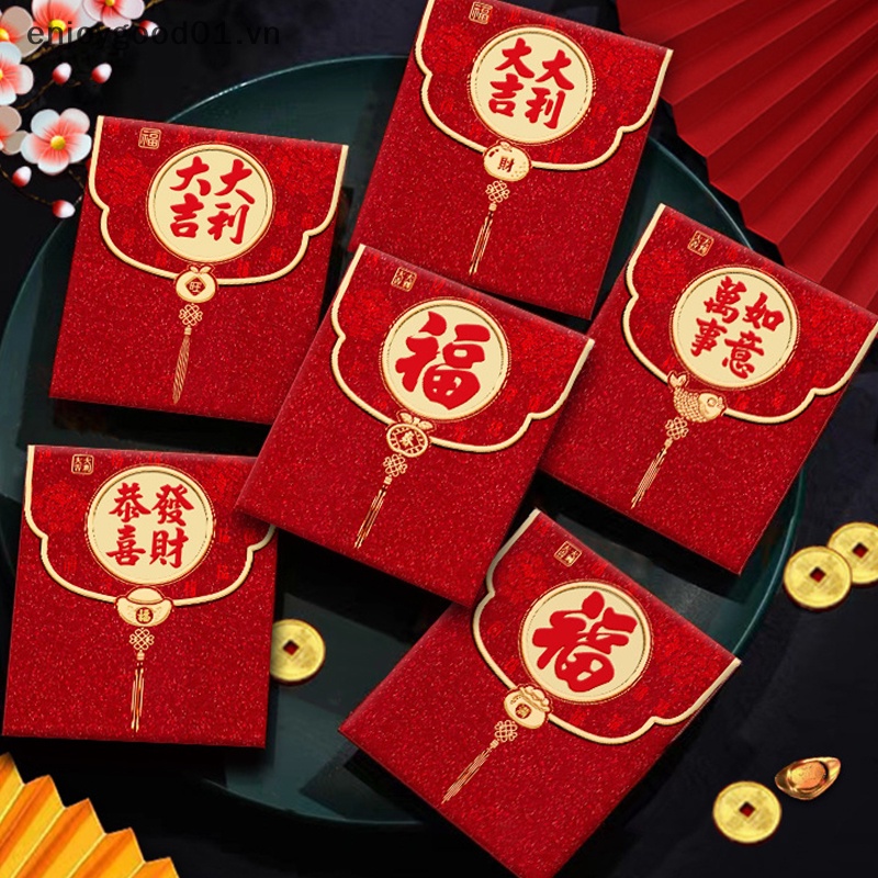 Set 6 Bao Lì Xì Năm Mới 2024 Họa Tiết Rồng Lấp Lánh Màu Đỏ May Mắn Làm Quà Tặng Cho Bé