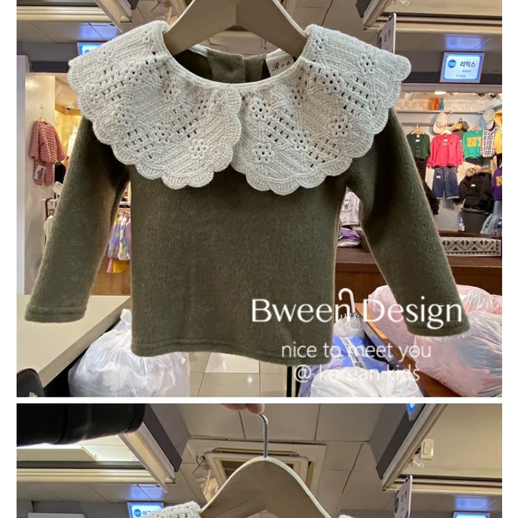 Áo Nhung Phối Ren Thời Trang Mùa Thu 2023 Mới Dành Cho Bé Gái