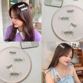 Kẹp Tóc Mỏ Vịt Đính Nơ Bên Trái Tim Trong Suốt Phong Cách mori Hàn Quốc Dễ Thương Dành Cho Bạn Gái