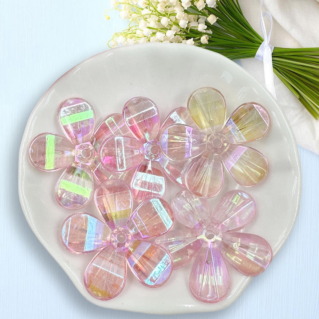 Set 5 Hạt Xỏ Lỗ 29mm Hình Hoa Làm Trang Sức Thủ Công Nec