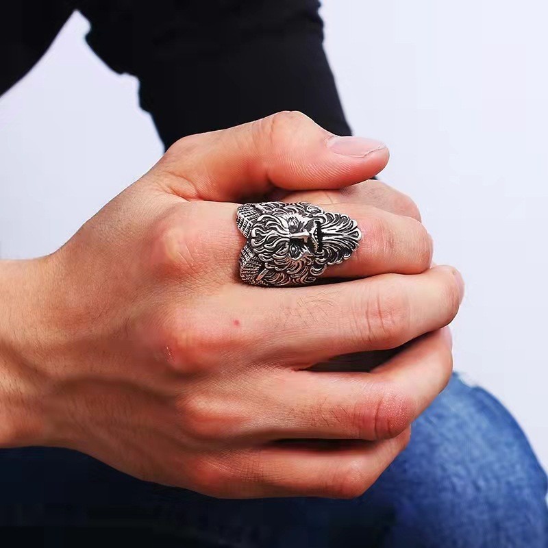 Nhẫn Hở Mạ Vàng Hình Rắn Phong Cách punk Cổ Điển Cho Nam