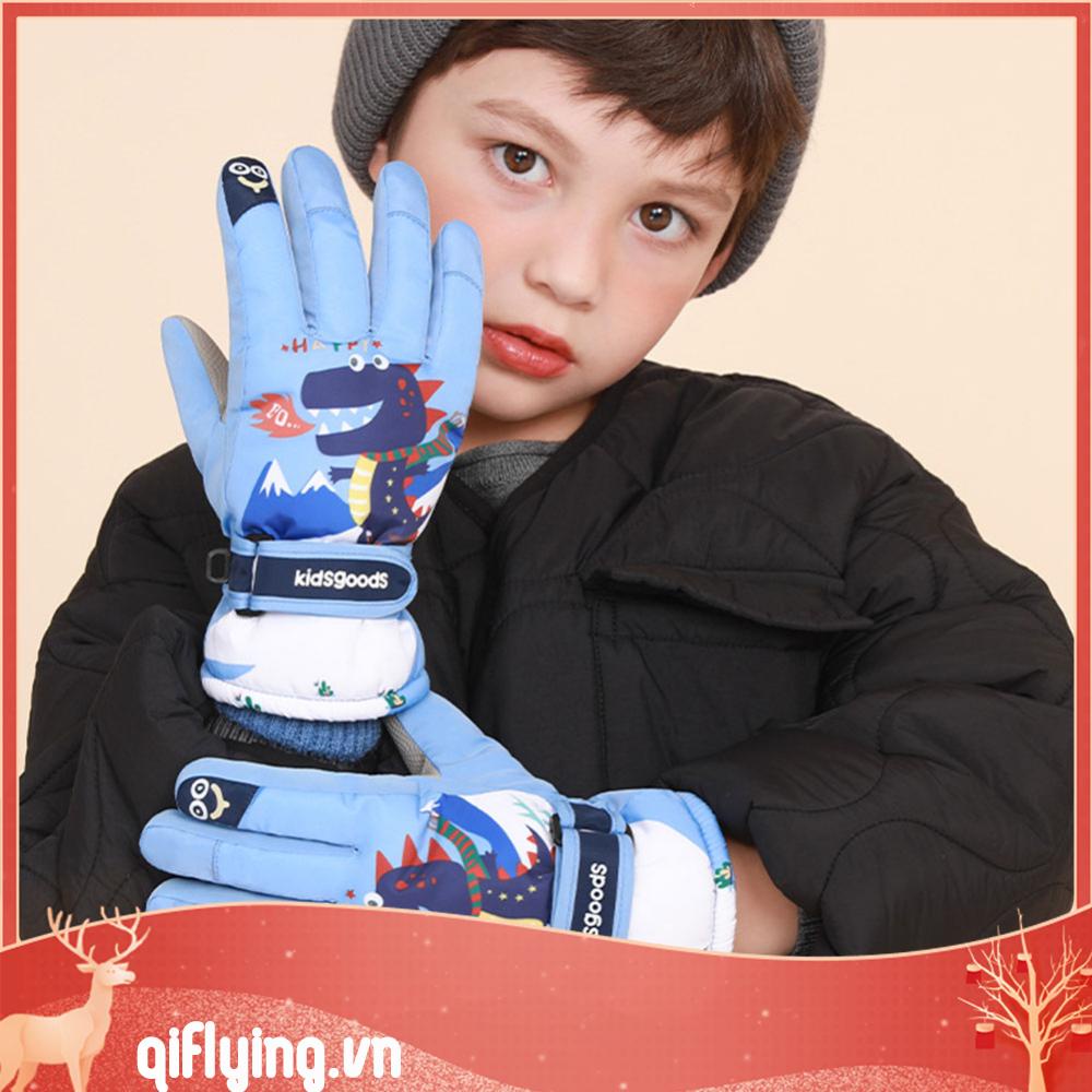Găng Tay Lông Cừu San Hô Chống Thấm Nước Mùa Đông Dành Cho Trẻ Em