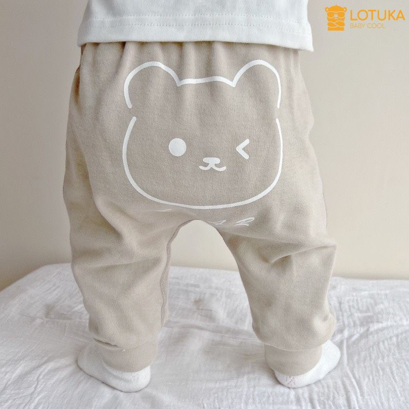 Quần Dài LOTUKA, Quần Lông Nhung Cao Cấp Ấm Áp Có Hình In Mông Cho Bé Mùa Thu Đông Size 3-12kg