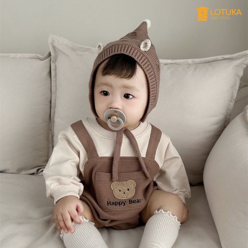 Bodysuit Dạng Yếm LOTUKA Kết Hợp Áo Lông Nhung Ấm Áp, Giữ Nhiệt Tốt Cho Bé Yêu, Body Chip Xinh Xắn Cho Bé Mùa Thu Đông