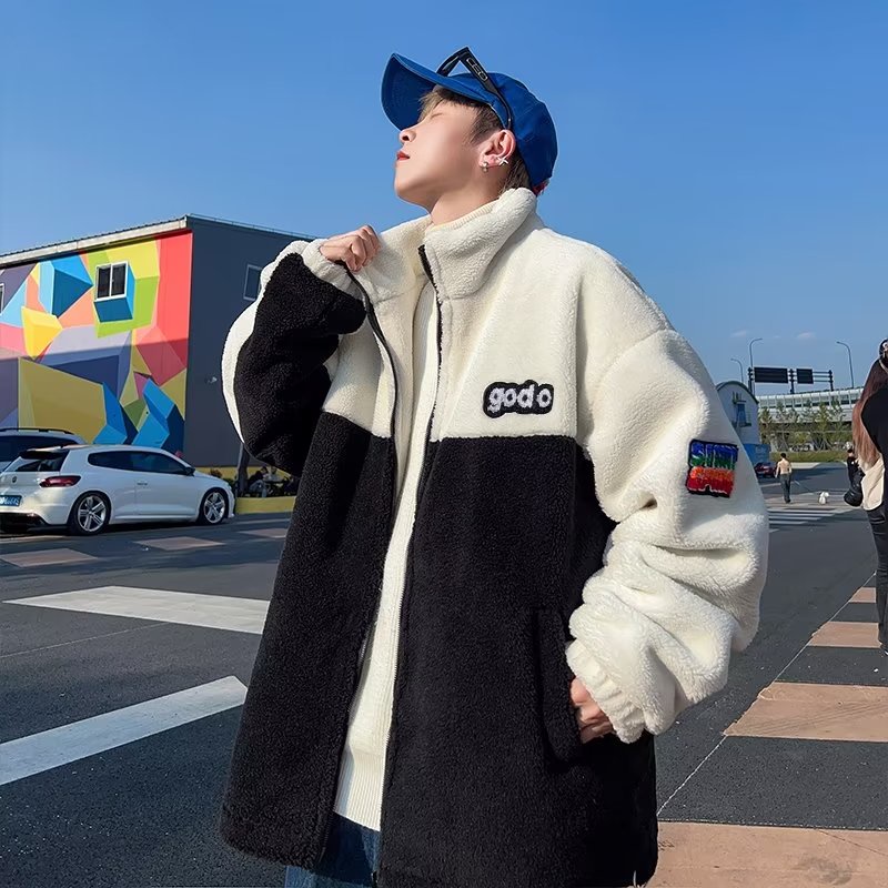 Aokang Áo Khoác Lông Cừu Dày Dặn Phong Cách Hàn Quốc Thời Trang Mùa Đông Cho Nam