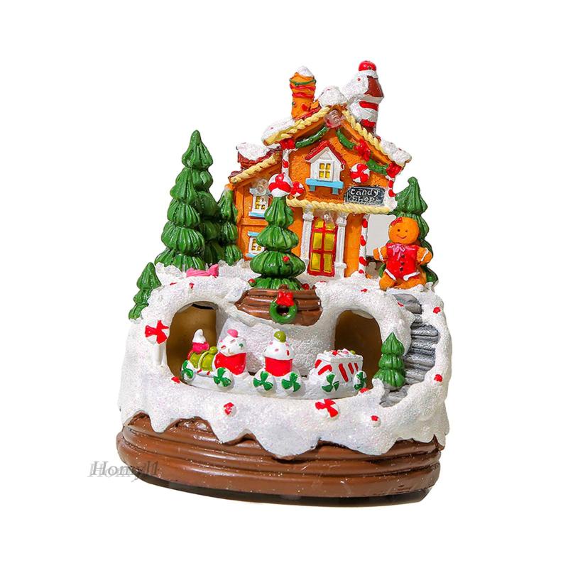 LOVIVER Hộp Nhạc Ngôi Nhà Tuyết Có Đèn led Xoay Được Trang Trí Bàn Tiệc Giáng Sinh