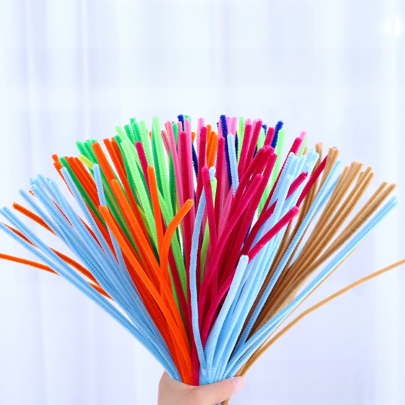 Set 300 Miếng Vải Sợi chenille 6mm * 30cm Làm Đồ Thủ Công Đa Dụng