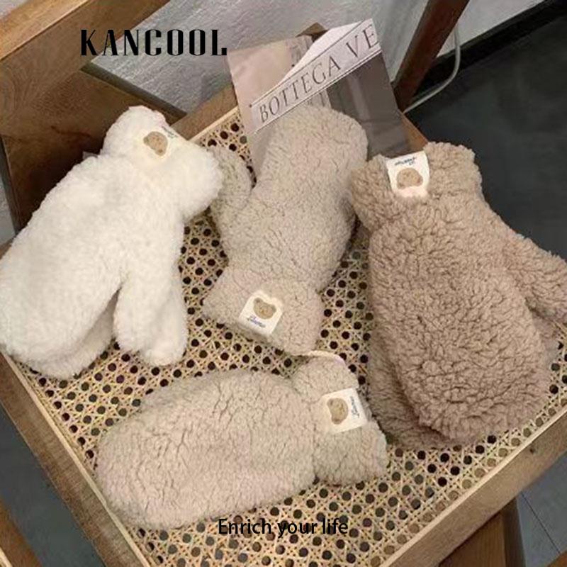 Găng Tay Mùa Đông Bằng Len cashmere Dày Dặn Ấm Áp Chống Lạnh Hình Gấu Dễ Thương