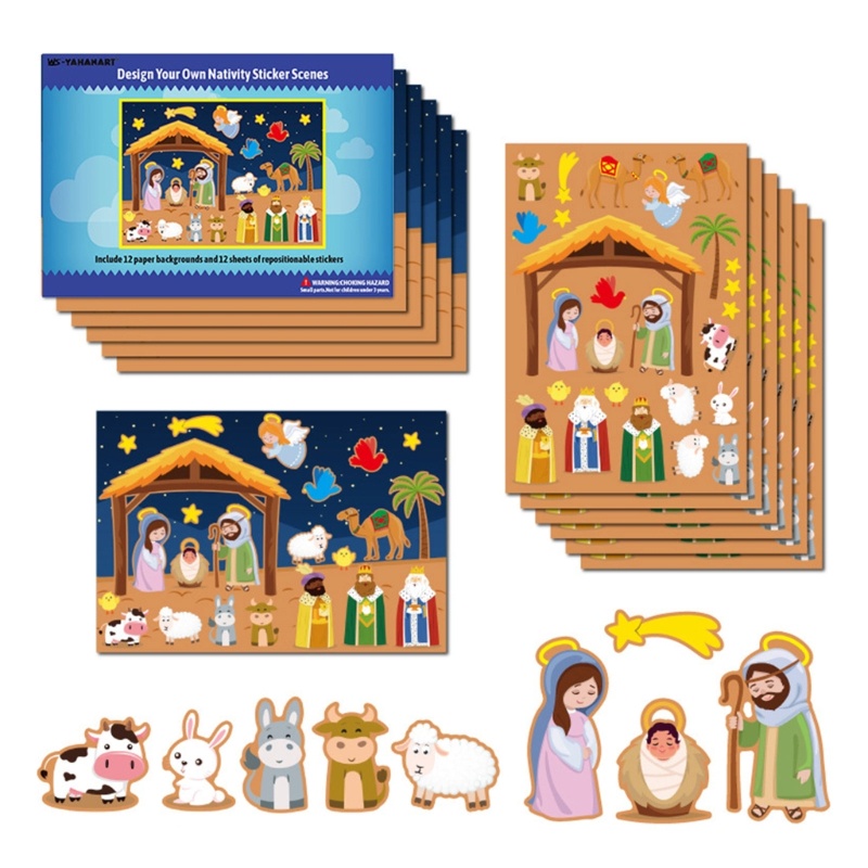 1 Set Nativity Scene Stickers for Kids Students and Christmas Party Activities