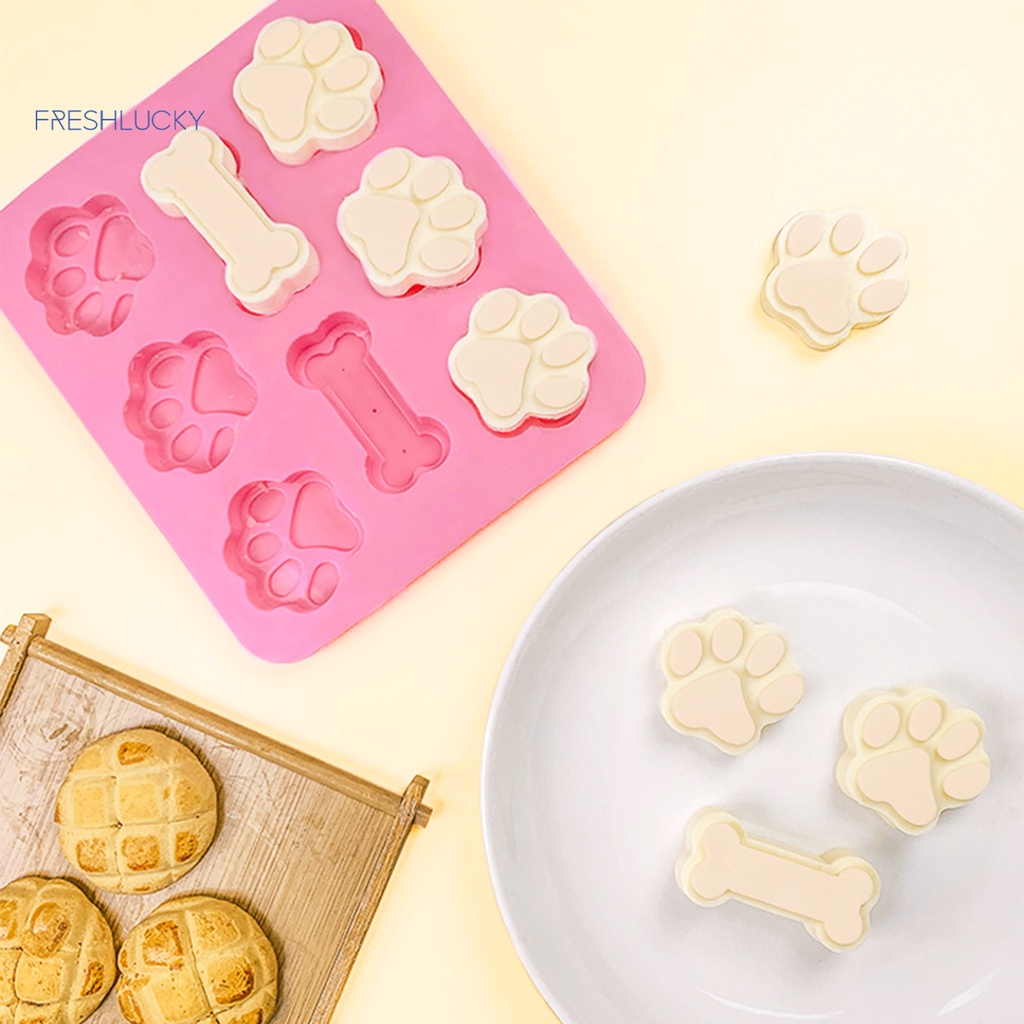 Bộ 2 Khuôn silicone Làm Đá Viên / Kẹo / Bánh 6 Ngăn Chống Dính Hình Khúc Xương