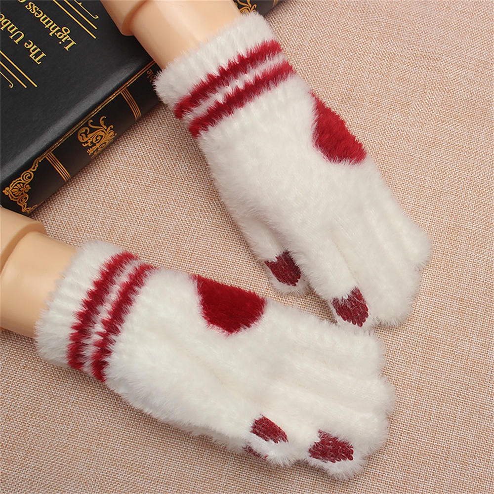 Găng Tay Lông Nhung Hở Ngón Chống Lạnh Màu Sắc Đơn Giản Cho Cặp Đôi