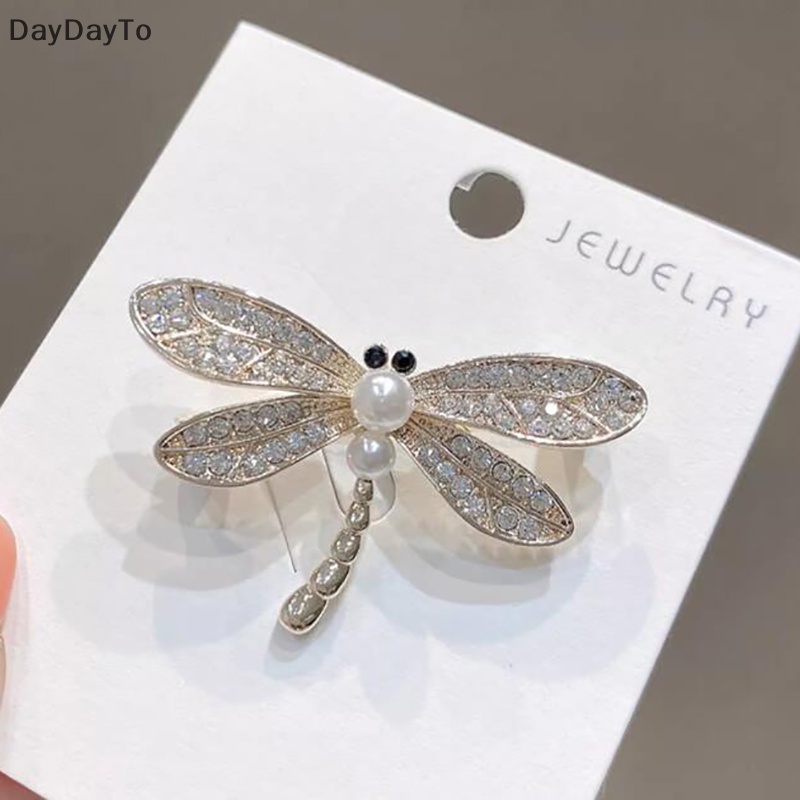 Daydayto Trâm Cài Áo Hình Chuồn Chuồn Đính Ngọc Trai Pha Lê Lấp Lánh Phong Cách vintage Cho Nữ vn