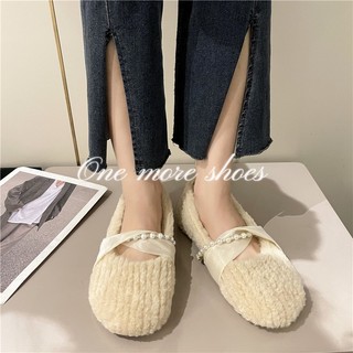 Giày thời trang nhiều màu xinh xắn⭐ giày lười nữ vải nhung phối lông thời trang mới